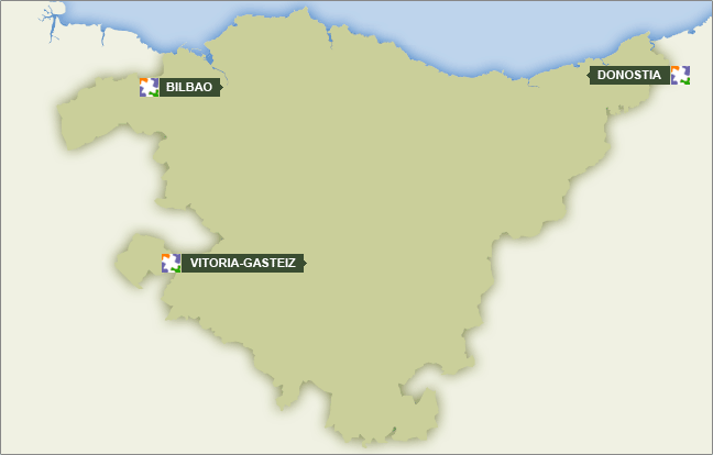 Mapa con las ingurugelas de Euskadi
